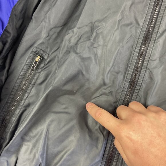 VTG 90s Nike Purple Gold Black Color Block Hooded Windbreaker Jacket Men Read* - Picture 10 of 16